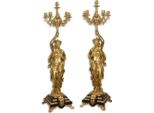 Casa Padrino Set Di Candelieri In Stile Barocco Oro/Nero 33,5 X 26 X H. 100 Cm - Mobili Barocchi