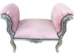 Casa Padrino Sgabello Barocco Sgabello Rosa Chiaro / Argento - Panchina - Edizione Limitata
