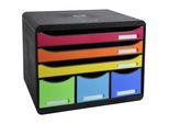 Exacompta 306798D Cassettiera Store-Box Maxi - A4+, Orizzontale, 6 Cassetti Aperti, Nero/Arancio