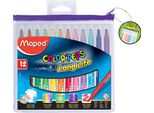 Maped 845017 Penne In Fibra Maped Color'peps Long Life, Set Di 12 Penne A Cerniera