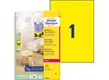 Avery Zweckform L6006-25 Etichette In Colori Speciali, 210 X 297 Mm, 25 Fogli/25 Etichette, Giallo Neon