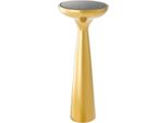 Casa Padrino Tavolino In Acciaio Inox Con Piano In Vetro Oro/Nero Ø 29 X H. 71,5 Cm - Arredamento Alberghiero