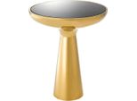 Casa Padrino Tavolino Oro/Nero Ø 50 X H. 60 Cm - Tavolino Rotondo In Acciaio Inox Con Piano In Vetro