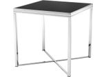 Casa Padrino Tavolino In Acciaio Inox Con Piano In Vetro Nero 61 X 61 X H. 61,5 Cm - Mobili Soggiorno