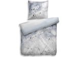 Hnl Biancheria Da Letto Reversibile In Raso Snowscape Olin Blue 155X220 Cm + 80X80 Cm