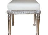 Casa Padrino Sgabello Barocco In Stile Antico Bianco/Argento L 56 Cm, H 54 Cm - Sgabello Barocco