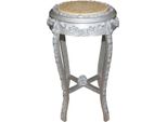 Casa Padrino Tavolino Barocco Rotondo Argento / Panna Anticato - 72 X 42 Cm