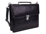 Leonhard Heyden Pelle Cartella Borsa A Tracolla Con Scomparto Per Laptop Cambridge Briefcase 1 Compartment Black Nero