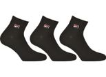 Fila Quarter Socks Unisex, 3 Paia - Calzini Corti, Sportivi, Logo In Vita, Tinta Unita, 35-46 Nero Eu 35-38