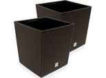 Deuba® 2X Vaso Da Fiori Per Interno Esterno Fioriera Piante Con Maniglie Effetto Rattan 64L Marrone