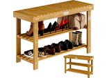 Casaria® Scarpiera Con Seduta In Legno Capacità 160 Kg Certificata Fsc® Acacia 3 Livelli Panca Bagno Corridoio Marrone