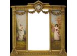 Casa Padrino Specchio Da Parete Barocco Oro 152,5 Cm X 146,4 Cm - Specchio Dorato Con Ornamenti Floreali - Specchio A Destra E A Sinistra Con Dipinti Barocchi