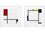 Set Di 2 Quadri Decorativi Di Design Casa Padrino Multicolore / Bianco 75 X H. 75 Cm - Stampe Artistiche