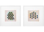 Casa Padrino Luxury Decorative Pictures Set Di Quadri Geometrici Multicolore / Bianco 85 X H. 85 Cm - Stampe D'arte Con Cornice In Legno