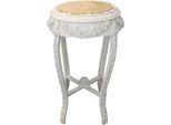 Casa Padrino Tavolino Barocco Rotondo "Flowers Mod2"" Bianco/Crema Look Antico - 71 X 42 Cm"