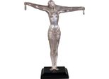 Casa Padrino Figura In Bronzo Lady Silver / Brown 41 X 19 X H. 53 Cm - Figura Decorativa Su Base Di Legno