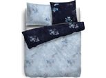 Hnl Twill Cotone Biancheria Da Letto Reversibile Fiori Blu Sala 135X200 Cm + 80X80 Cm