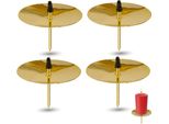 4X Portacandele Piatto D'oro Corona D'avvento Spina 5 Cm Candela Per Corona D'avvento Natale Porta Corona D'avvento Con Perno