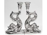 Casa Padrino Set Portacandele Pesce Argento 12 X 8 X H. 20 Cm - Accessori Per La Decorazione Di Hotel E Ristoranti