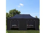 Toolport 3X6M Gazebo Pieghevole Con Laterali, Premium Acciaio, Nero