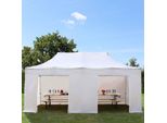 Toolport 3X6M Gazebo Pieghevole Con Laterali, Premium Acciaio, Bianco