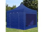 Toolport 3X3M Gazebo Pieghevole Con Laterali (Finestre Panoramiche), Premium Acciaio, Blu Scuro