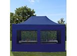 Toolport 3X4,5M Gazebo Pieghevole Con Laterali (Finestre Panoramiche), Premium Acciaio, Blu Scuro