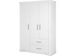 Armadio Roba "Maxi"", 3 Ante, 2 Cassetti, In Moderno Stile Country, Bianco"