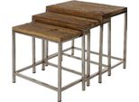 Casa Padrino Set Di Tavolini Marrone / Argento 45 X 30 X H. 45 Cm - Tavolini Con Struttura In Metallo