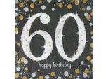 Amscan 511547 - Tovaglioli 60° Compleanno, 16 Pezzi, 33 X 33 Cm, Happy Birthday, Sparkling Celebration, Oro