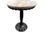 Tavolino Di Design Casa Padrino Nero / Argento / Colori Naturali Ø 55 X H. 66 Cm - Tavolino Rotondo In Alluminio Con Piano In Legno Di Mango