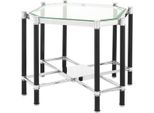 Casa Padrino Tavolino Con Piano In Vetro Argento / Nero 72,5 X 72,5 X H. 55,5 Cm - Mobili Soggiorno