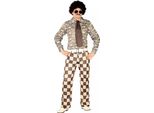 70S Retro Suit Disco Costume Shirt Tie Carnival Party Outfit Adulto 70S Party Theme, Taglia: 48 - 50 (M) Colore: Brown