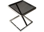 Casa Padrino Tavolino In Acciaio Inox Con Piano In Vetro Argento/Nero 45 X 45 X H. 50 Cm - Mobili Soggiorno