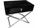 Casa Padrino Tavolino Con Cassetto Nero / Argento 70 X 46 X H. 61 Cm - Mobili Soggiorno