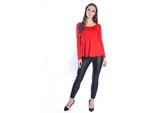 Camicetta Da Donna A Maniche Lunghe Asimmetrica; Rosso S/M