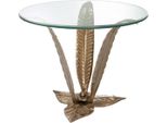 Casa Padrino Tavolino Con Piano In Vetro Color Ottone Vintage Ø 70 X H. 55 Cm - Mobili Soggiorno