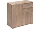 Casaria® Cassettiera Alba 2 Cassetti 2 Ante 71X74X35 Cm Mobile Comò Entrata Credenza Effetto Legno Mobiletto Ingresso