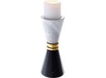 Casa Padrino Portacandele In Marmo Nero / Bianco / Oro Ø 11 X H. 28 Cm - Accessori Per La Decorazione Di Alberghi E Ristoranti