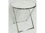 Tavolino Casa Padrino Argento / Bianco Ø 75 X H. 76 Cm - Tavolino Rotondo In Acciaio Inox Con Piano In Marmo