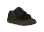 Mytrendshoe Donna Slip On Sneaker Pelliccia Pantofole Formatori 825606, Colore: Verde Scuro, Taglia: 36