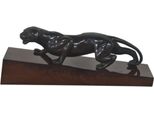 Casa Padrino Figura In Bronzo Puma Nero/Marrone Scuro 60 X 17 X H. 20 Cm - Elegante Figura Decorativa Su Base In Legno