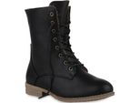 Mytrendshoe Donna Stivaletti Stringati Stivali Caldi Foderati Stivali Invernali 78490, Colore: Nero, Taglia: 38