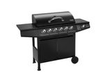TAINO BASIC 6+1 Gasgrill mit Seitenbrenner 6 Brenner Edelstahl-Brenner Grillwagen BBQ Schwarz
