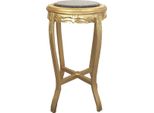Casa Padrino Tavolino Barocco Con Piano In Marmo Oro/Nero Ø 41 X H. 69 Cm - Tavolino Rotondo Intagliato A Mano In Stile Antico Tavolino Porta Fiori