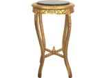 Casa Padrino Tavolino Barocco Con Piano In Marmo Oro/Nero Ø 40 X H. 69 Cm - Tavolino Rotondo Intagliato A Mano In Stile Antico Tavolino Portafiori