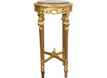 Casa Padrino Tavolino Barocco Con Piano In Marmo Oro/Verde Ø 37 X H. 71 Cm - Tavolino Rotondo Intagliato A Mano In Stile Antico Tavolino Da Fiori Con Splendide Decorazioni