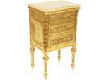 Casa Padrino Tavolino Barocco Con 3 Cassetti E Piano In Marmo Oro/Crema 45 X 55 X H. 75 Cm - Mobili Barocchi