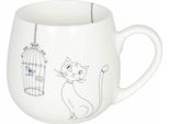 KöNitz Cats And Birds Kuschelbecher, Becher, Tasse, Kaffeetasse, Bone China, Katze, 400 Ml, 11 7 343 2298