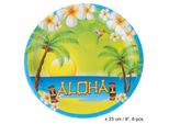 8 Piatti Di Carta Aloha Hawaii 23 Cm Colorati - Taglia Unica